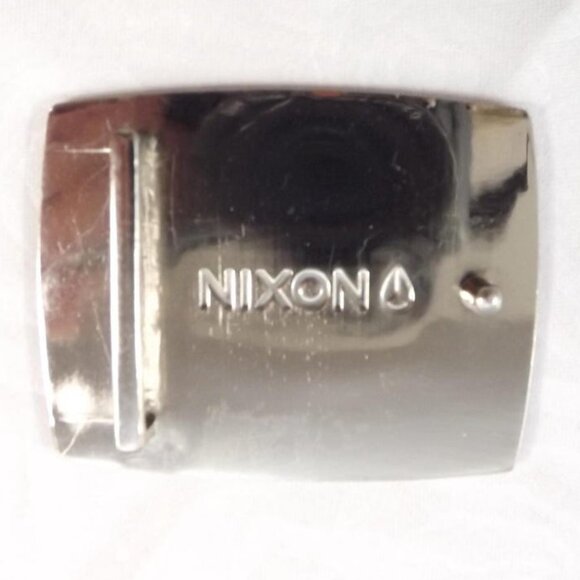 Distressed Nixon Turquoise Blue and Silver Designer Belt Buckle - Picture 4 of 10